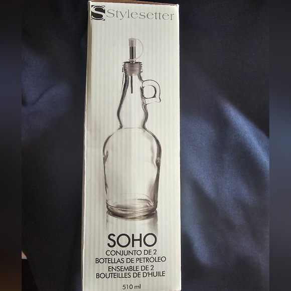 Style Setter Glass Oil Bottles (Set of 2), Clear - Picture 2 of 3